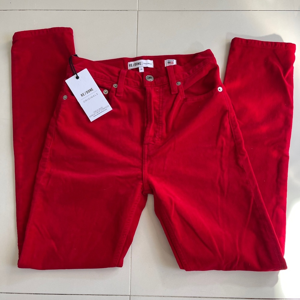 Re/Done red velvet pants